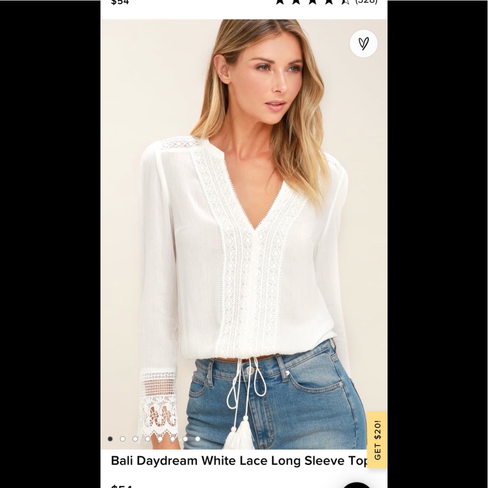 Lulus Bali Daydream Lace shirt, Size: Small